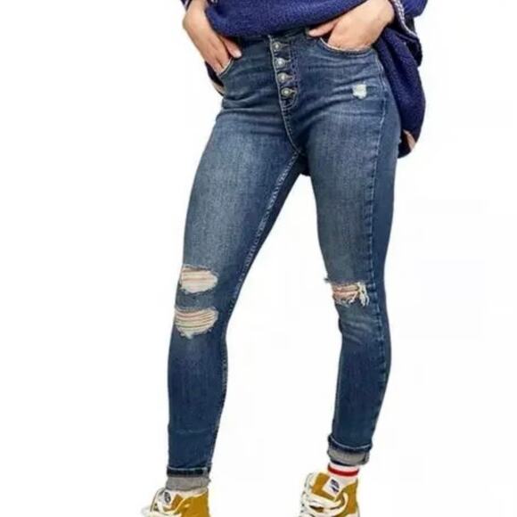 We the Free Denim - We the Free Sabrina Ripped High Waist Crop Super Skinny Jeans - Size 30